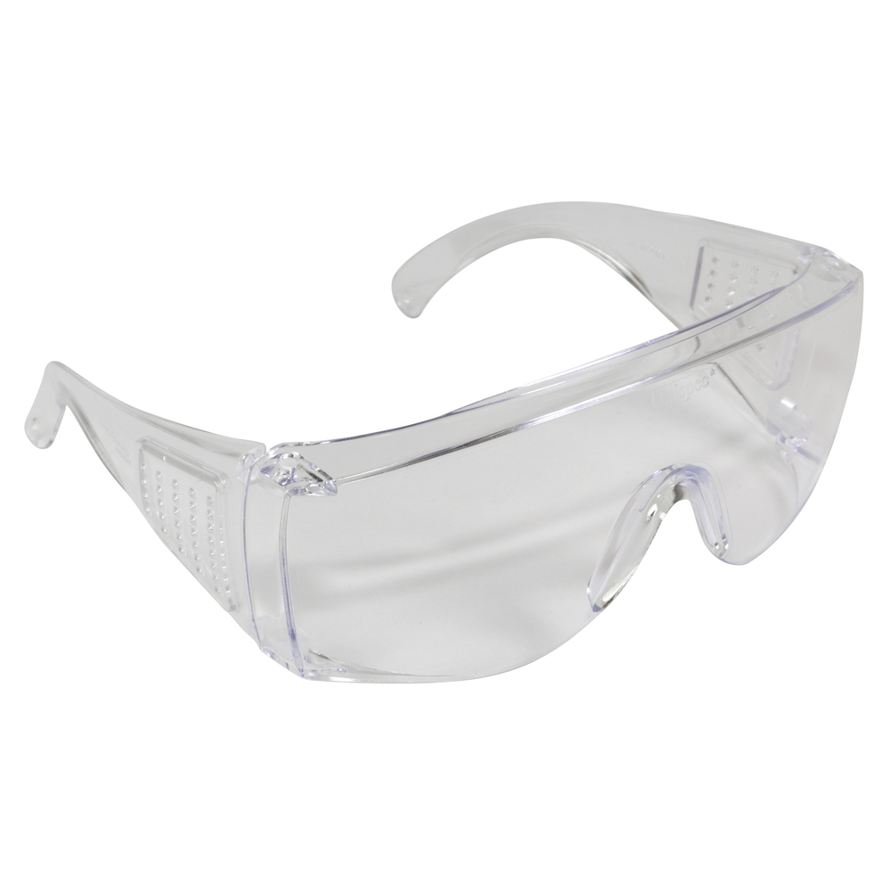 Lunettes de sécurité KleenGuard Unispec II (16727), lunettes économiques, protection contre les UV, verres trempés transparents, temples transparents sans métal, 50 paires/caisse - 16727