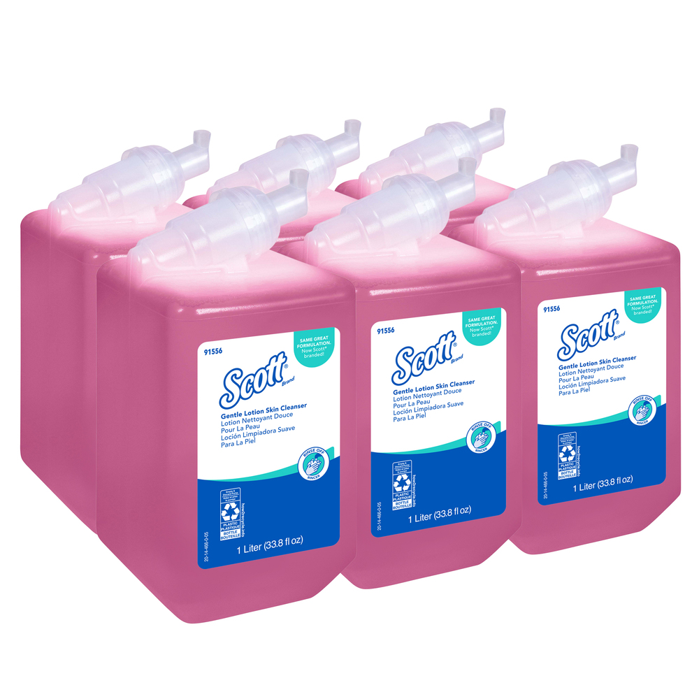 Lotion nettoyante douce pour la peau Scott Essential (91556), fragrance florale, rose, 1,0 L, 6 paquets/caisse – même qualité que Kleenex, maintenant de marque Scott - 91556