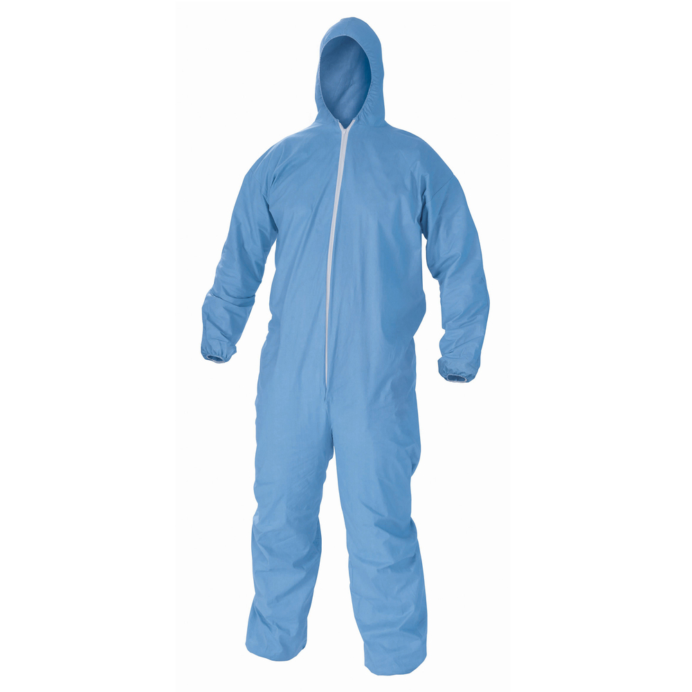 KleenGuard™ A65 Flame Resistant Coveralls (45326), Hood, Zip Front, Elastic Wrists & Ankles, ANSI Sizing, Anti-Static, Blue, 3XL, 21 / Case