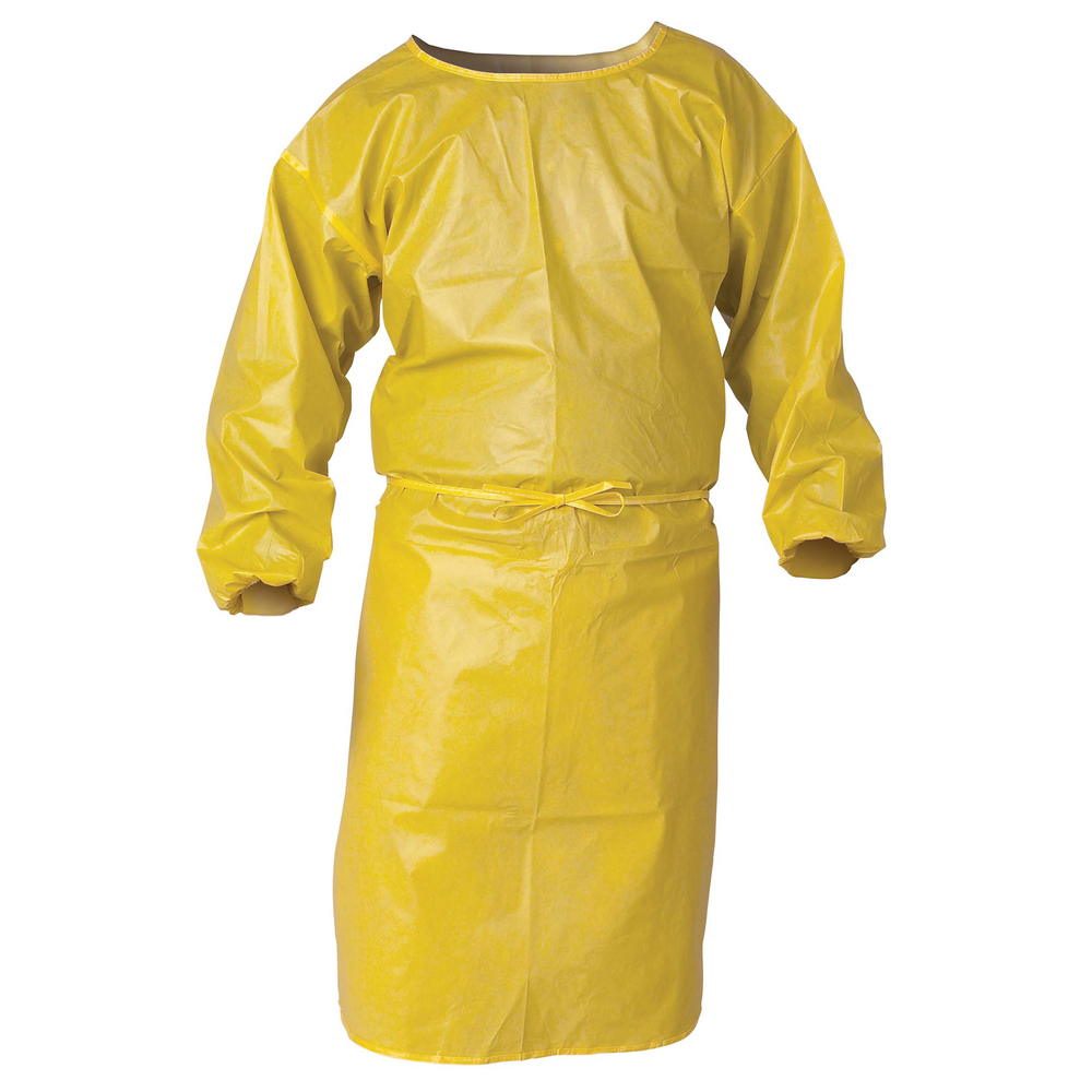 KleenGuard™ A70 Chemical Spray Protection Smock (09829), 44” Length, Bound Seams, Elastic Wrists, One Size, Yellow, 25 Smocks / Case - 09829
