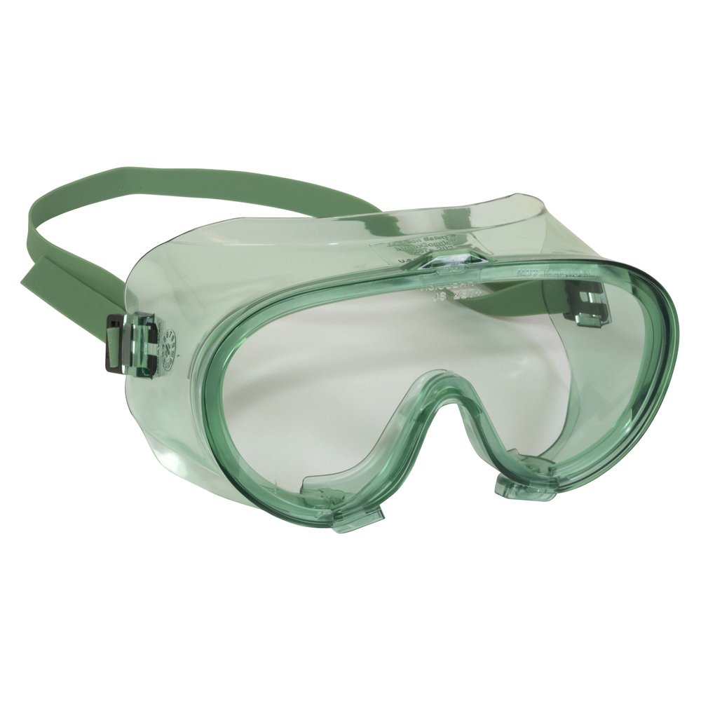 KleenGuard™ V70 Monogoggle 202 Safety Goggles (16667), D4 / D5 Rating for Dust Protection, Anti-Fog, Clear Lens, Green Frame, 6 Pairs / Case - 16667