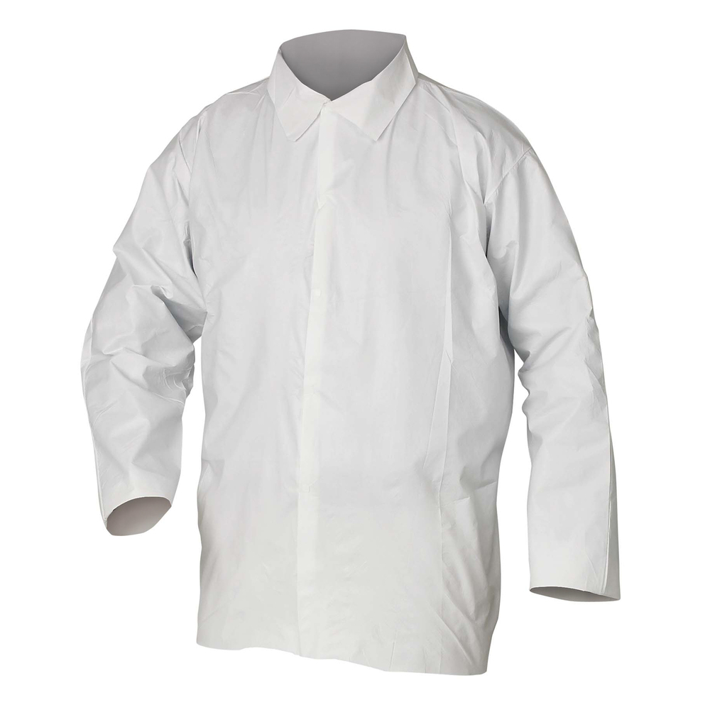 KleenGuard™ A40 Liquid & Particle Protection Shirts (44403), Snap Front, Open Wrists, White, Large, 50 Garments / Case - 44403