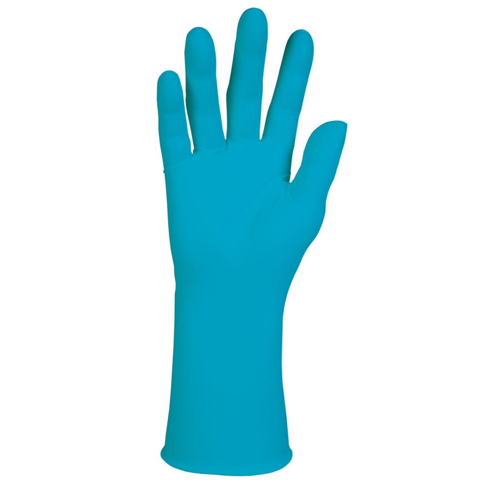 Kimtech™ G3 Blue Nitrile Gloves (56877), ISO Class 4 or Higher Cleanrooms, Bisque Finish, Ambidextrous, 12”, Medium, Double Bagged, 100 / Bag, 10 Bags, 1,000 Gloves / Case - 56877