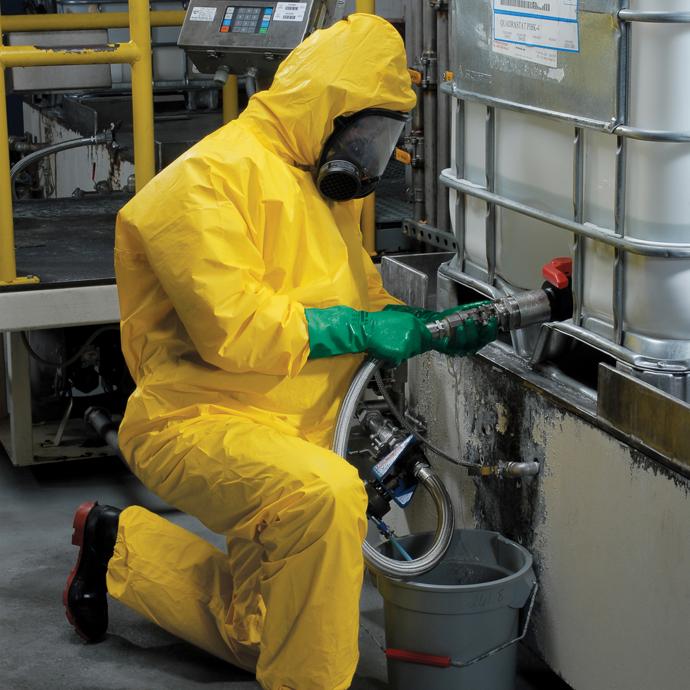 KleenGuard™ A71 Chemical Permeation and Liquid Jet Spray Protection Coveralls (46774), Zip Front, Elastic Wrists, Waist, Ankles and Hood, XXXL, High-Visibility Yellow, 10 Garments / Case - 46774