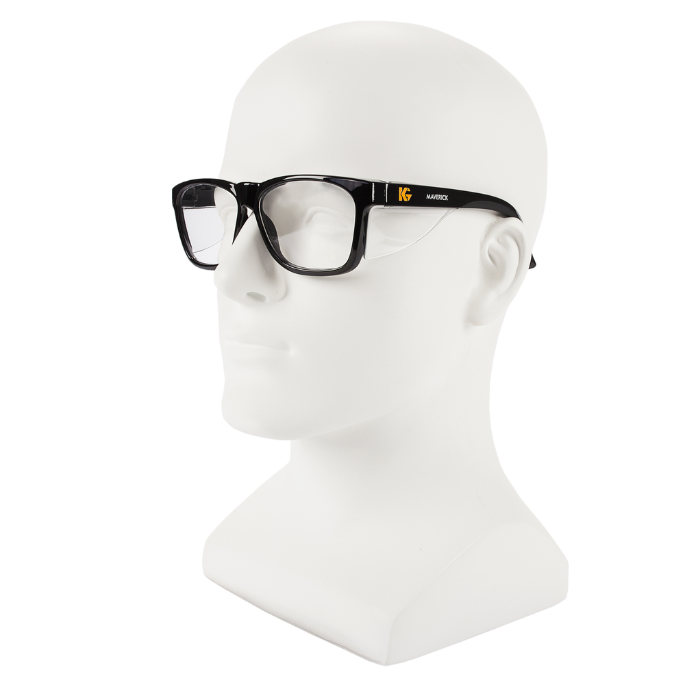 Protection des yeux Maverick de KleenGuard, (49309), verres antibuée transparents avec monture noire, 12 paires/caisse - 49309