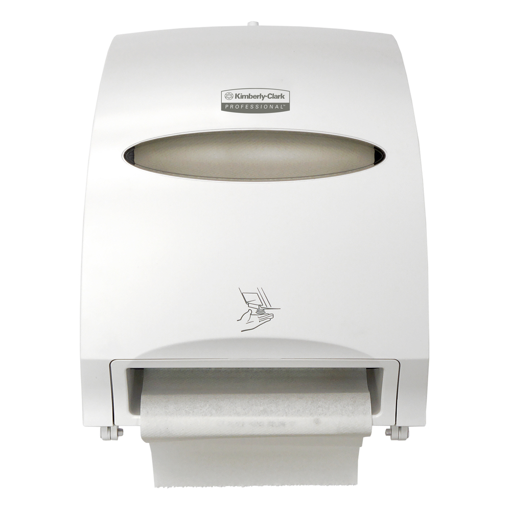 Distributrice automatique d’essuie-mains grande capacité de Kimberly Clark Professional (48856), sans contact, alimentation par pile, blanche - 48856