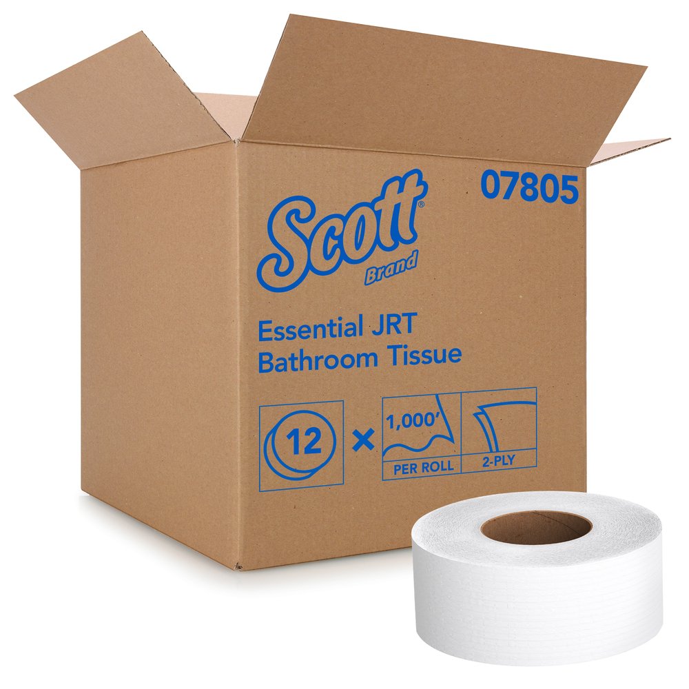Papier hygiénique commercial en rouleau format géant Scott Essential (07805), 2 épaisseurs, blanc, 12 rouleaux/caisse, 1 000 pi/rouleau