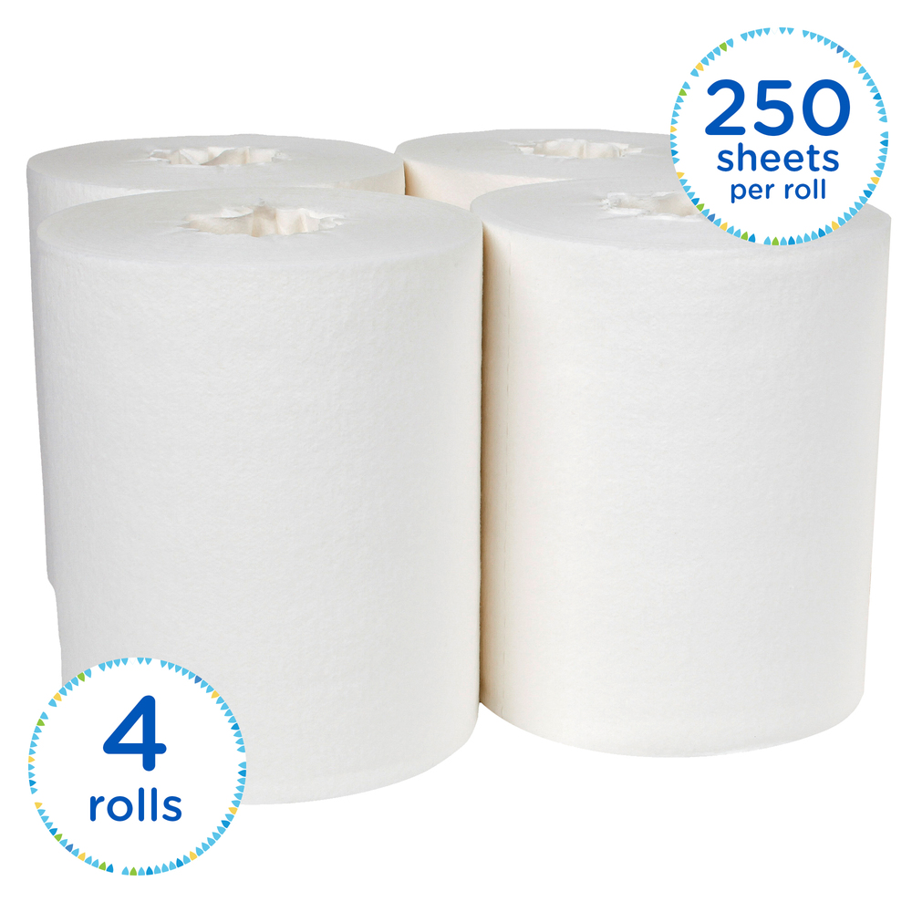 Kleenex® Premiere Center-Pull Paper Towels (01320) with Cloth-Like Feel, White Perforated Bulk Paper Towels, 250 Towels / Pack, 4 Packs / Case, 1,000 Sheets / Case - 01320