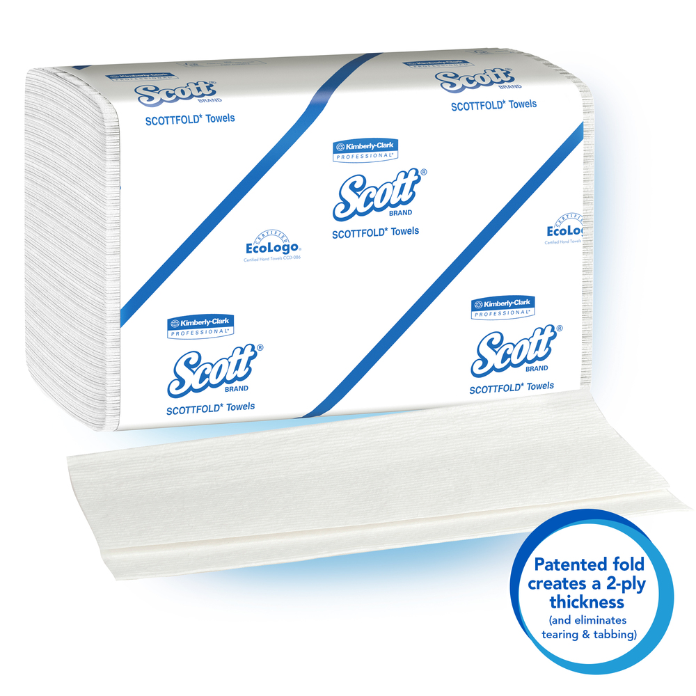 Scott® Pro Scottfold Multifold Paper Towels (01960) with Fast-Drying Absorbency Pockets, White, 25 Packs / Case, 175 Trifold Towels / Packs, 4,375 Towels / Case - 01960