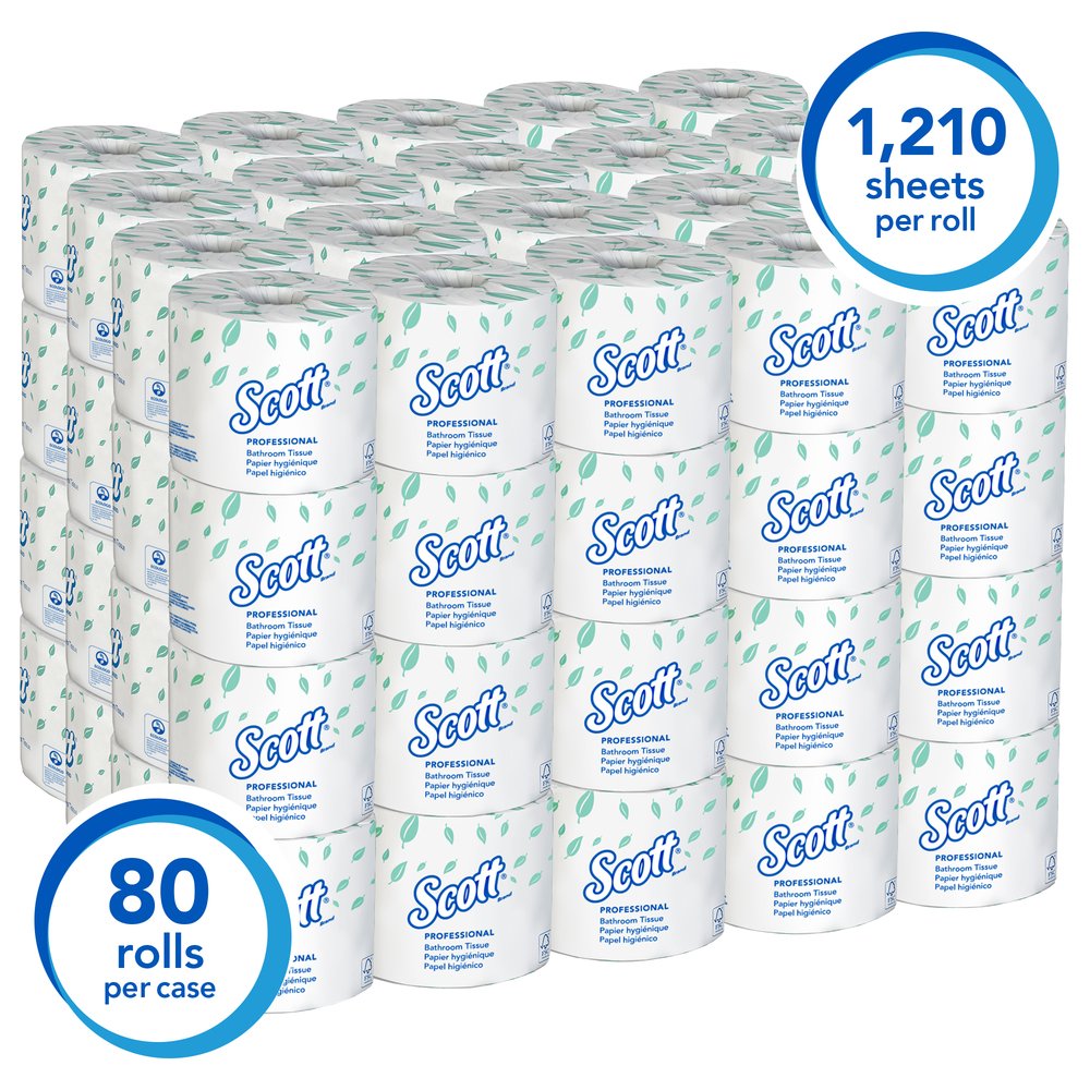 Scott® Essential Professional Standard Roll Bathroom Tissue (04460), 2-Ply, White, 80 Rolls / Case, 550 Sheets / Roll, 44,000 Sheets / Case - 04460