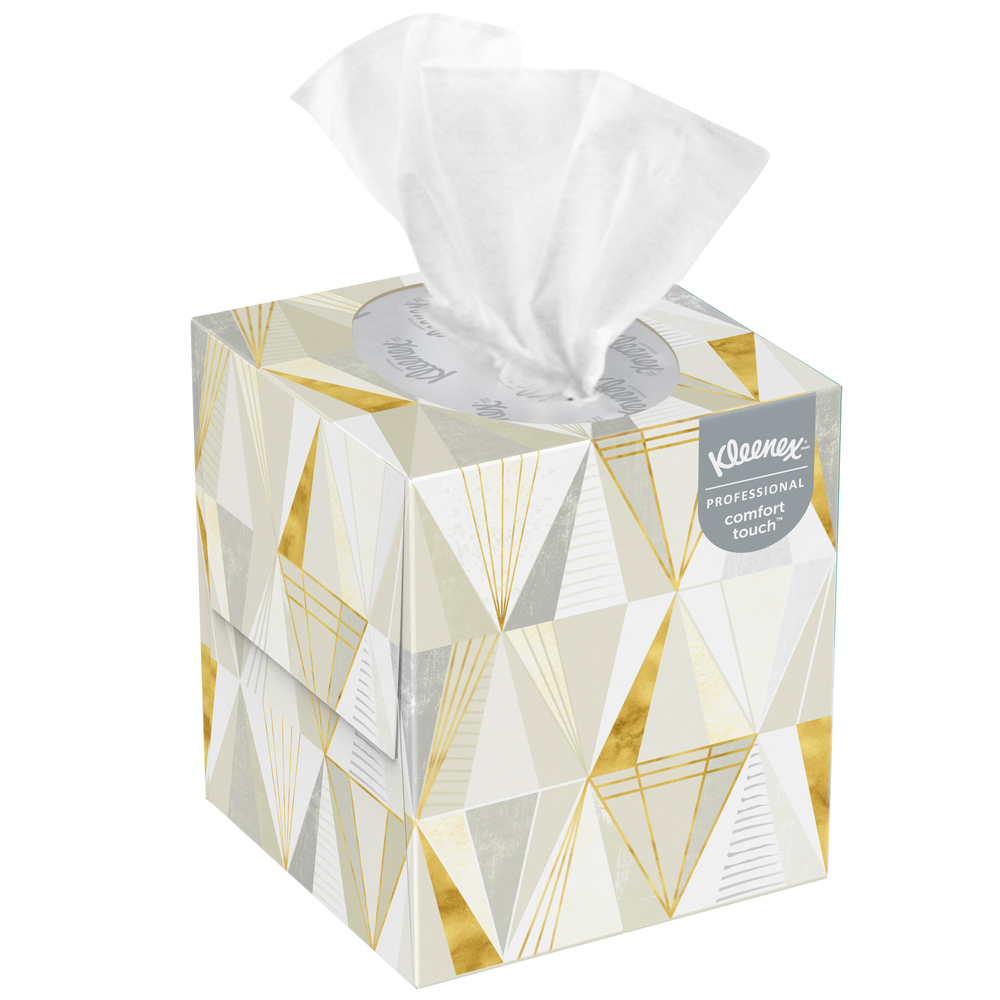 Cube de mouchoirs Kleenex Professional pour entreprise (21200), boîte de mouchoirs verticale, 36 boîtes florales/caisse, 95 mouchoirs/boîte. 3 420 mouchoirs/caisse - 21200