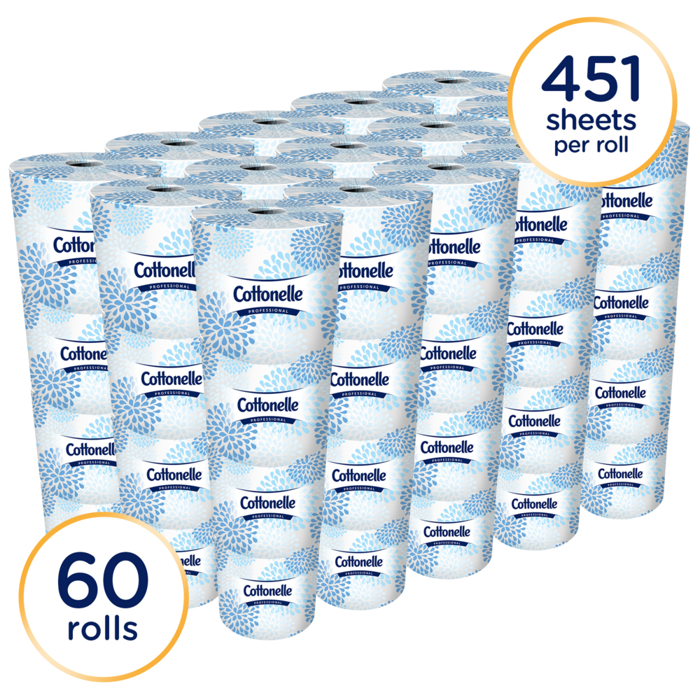 Cottonelle® Professional Standard Roll Bathroom Tissue (17713), 2-Ply, White, 60 Rolls / Case, 451 Sheets / Roll, 27,060 Sheets / Case - 17713
