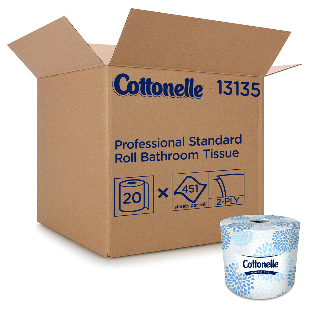 Cottonelle® Professional Standard Roll Bathroom Tissue (13135), 2-Ply, White, 20 Rolls / Case, 451 Sheets / Roll, 9,020 Sheets / Case - 13135