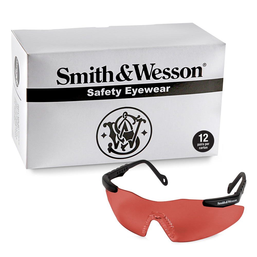 Smith & Wesson® Safety Glasses (19796), Magnum 3G Safety Eyewear, Copper Blue Shield Lenses with Black Frame, 12 Units / Case - 19796