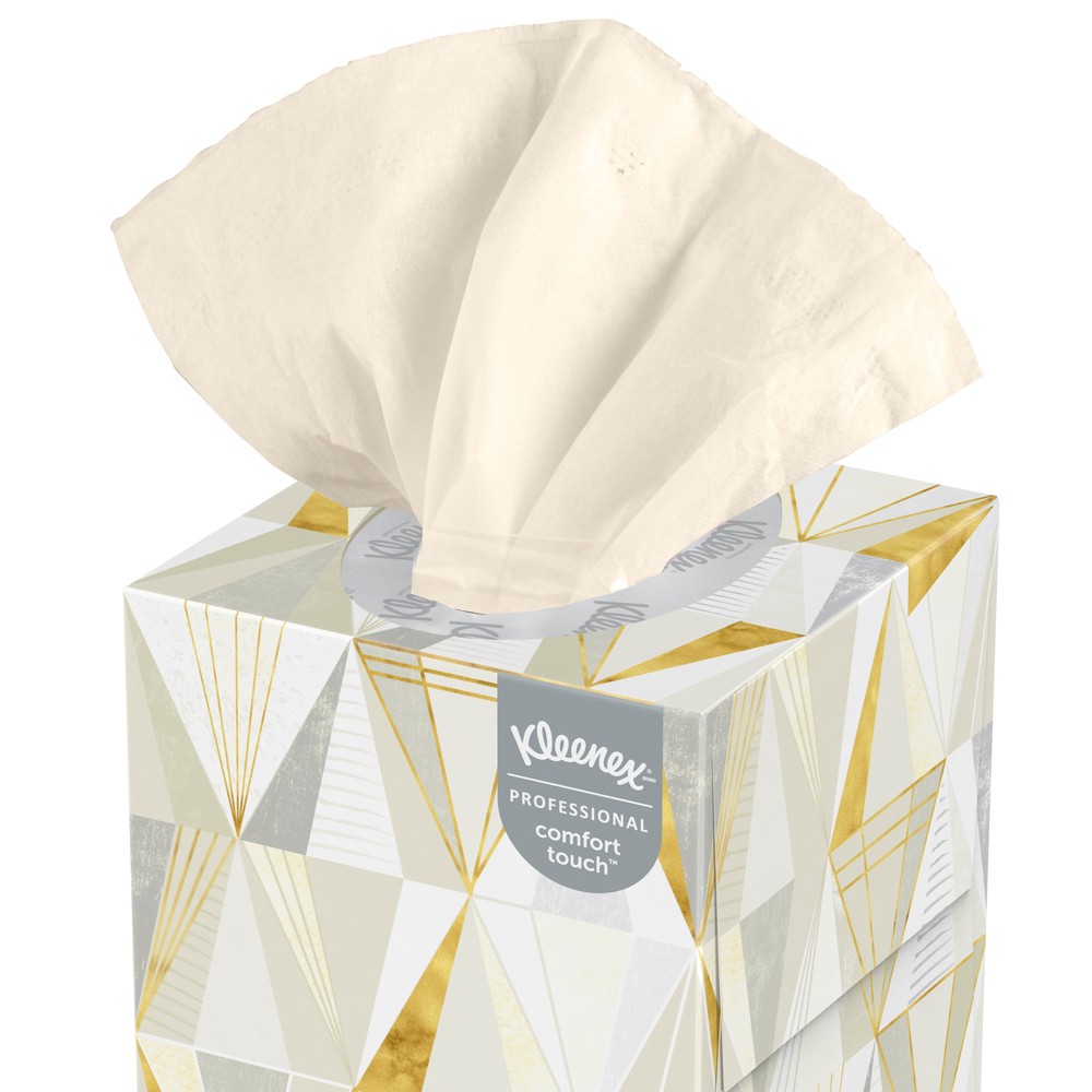 Cube de mouchoirs Kleenex Professional pour entreprise (21200), boîte de mouchoirs verticale, 36 boîtes florales/caisse, 95 mouchoirs/boîte. 3 420 mouchoirs/caisse - 21200