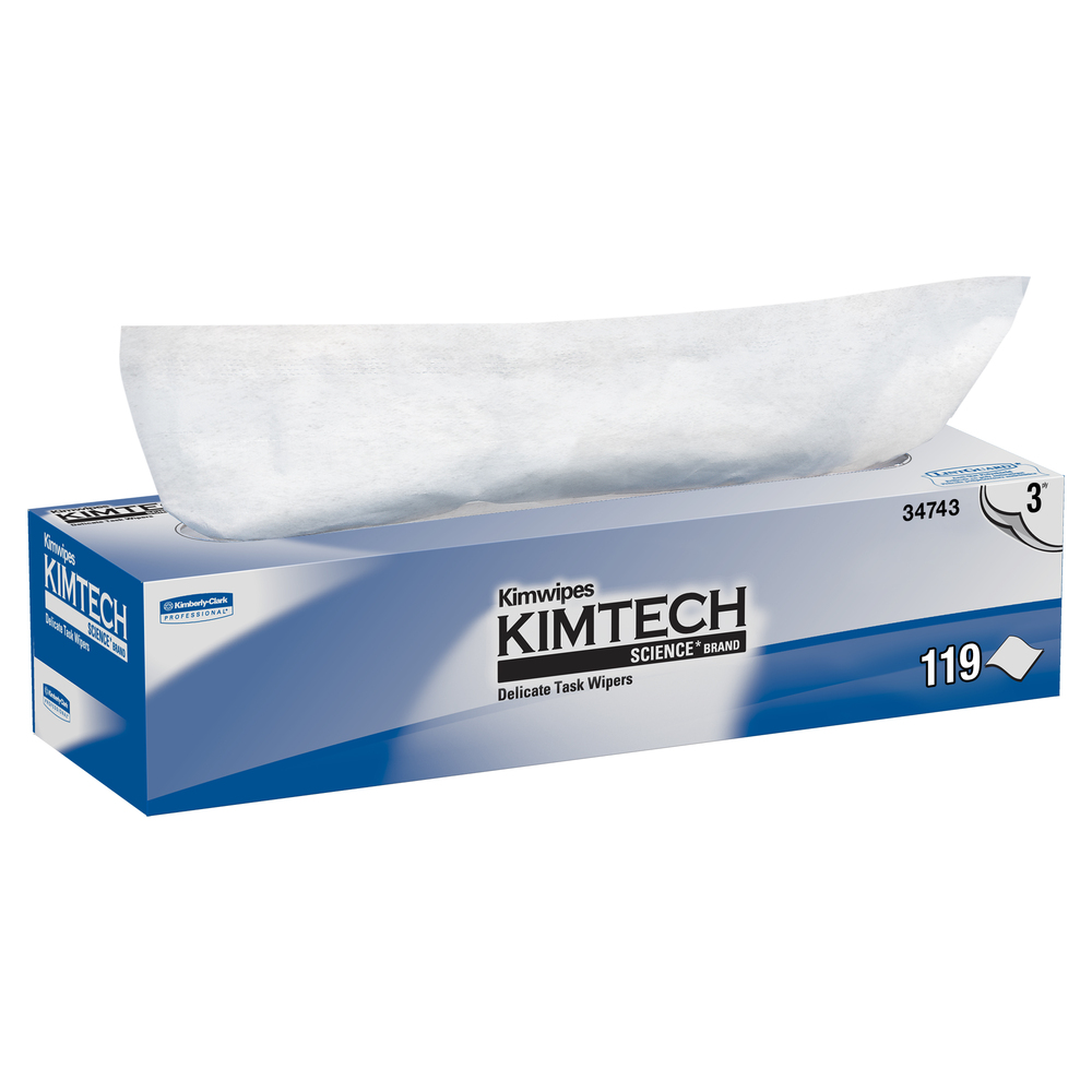 Essuie-tout pour tâches délicates Kimwipes de Kimtech Science (34743), blancs, 3 épaisseurs, 15 boîtes Pop-up/caisse, 119 feuilles/boîte, 1 785 feuilles/caisse - 34743
