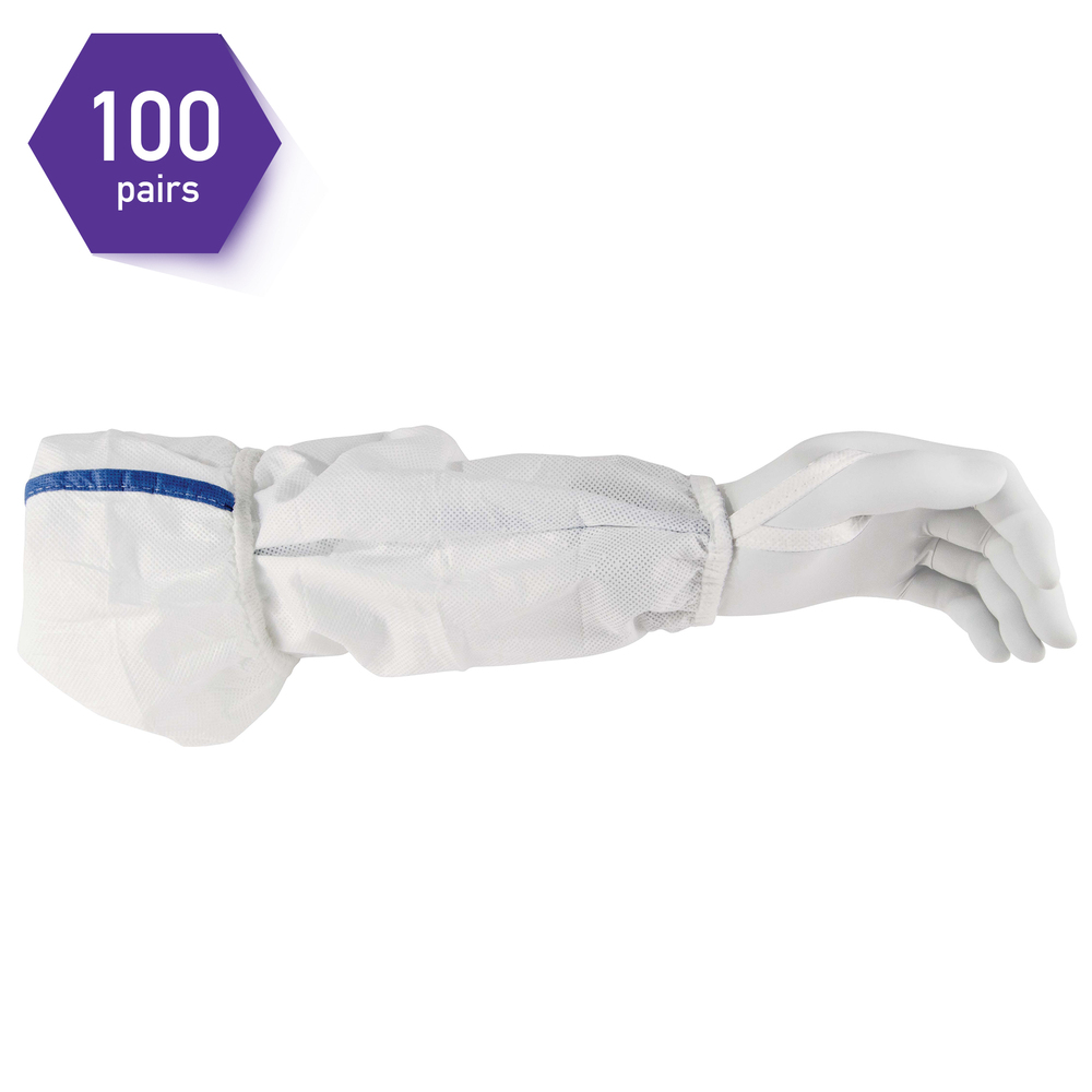 Protège-manche stérile Kimtech A5 (36077), 18 po, bride de pouce, technologie Clean-Don, blanc, 100 paires/200 chaque/caisse