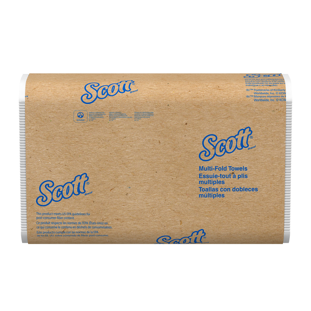 Essuie-tout à plis multiples Scott Essential (37490) avec pochettes d’air à séchage rapide, 8 po x 9,4 po, blancs, 16 paquets/caisse, 250 serviettes à plis multiples/paquet, 4 000 essuie-tout Scott/caisse - 37490