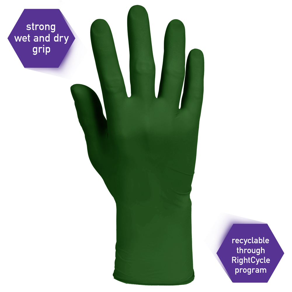 Kimberly-Clark™ Forest Green Nitrile Exam Gloves (43445), 3.5 Mil, Ambidextrous, 9.5”, Medium, 200 Nitrile Gloves / Box, 10 Boxes / Case, 2,000 / Case - 43445