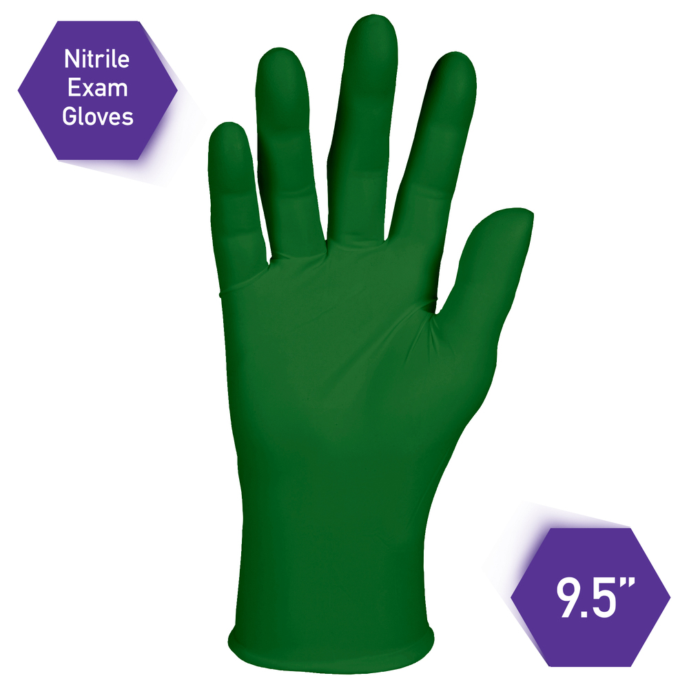 Kimberly-Clark™ Forest Green Nitrile Exam Gloves (43446), 3.5 Mil, Ambidextrous, 9.5”, Large, 200 Nitrile Gloves / Box, 10 Boxes / Case, 2,000 / Case - 43446