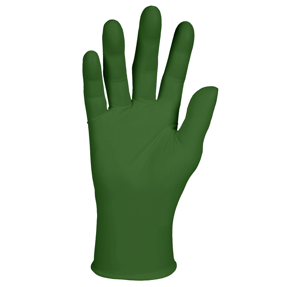 Gants d’examen en nitrile vert forêt de Kimberly-Clark (43447), 3,5 mil, ambidextres, 9,5 po, TG, 200 gants en nitrile/boîte, 10 boîtes/caisse, 2 000/caisse - 43447
