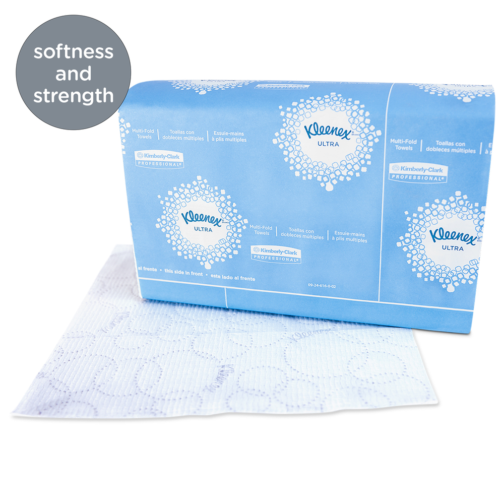 Kleenex® Reveal Multi-Fold Hand Towels (46321), 8” x 9.4”, For Kleenex® Reveal Countertop System Dispenser, White, 2,400 Towels / Case, 16 Packs of 150 Paper Towels - 46321