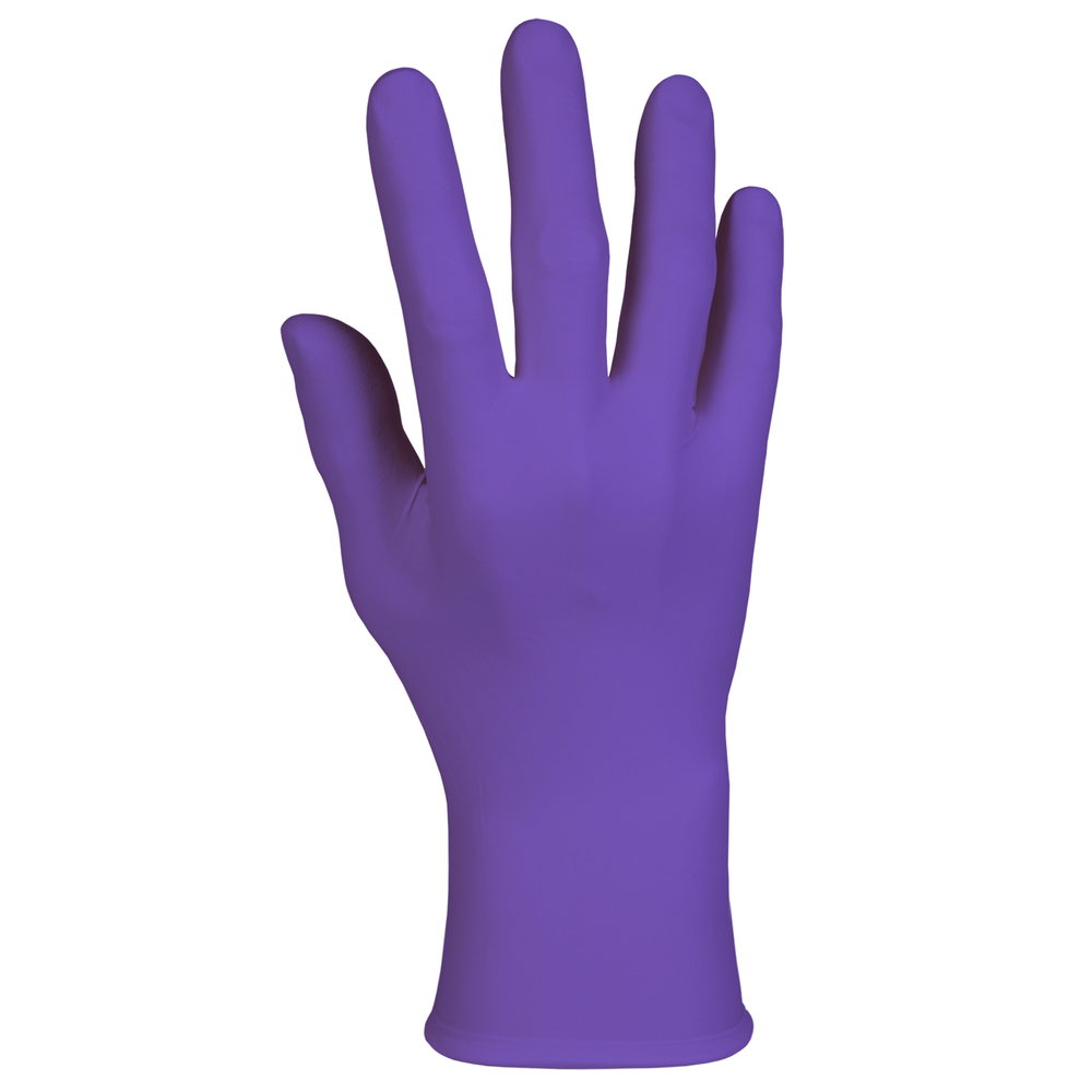 Gants d’examen stérile unique en nitrile violet Kimberly-Clark (52102), 5,9 mil, AQL = 1,0, ambidextres, 9,5 po, moyen, 100 unités/boîte, 4 boîtes/caisse, 400 gants/caisse - 52102