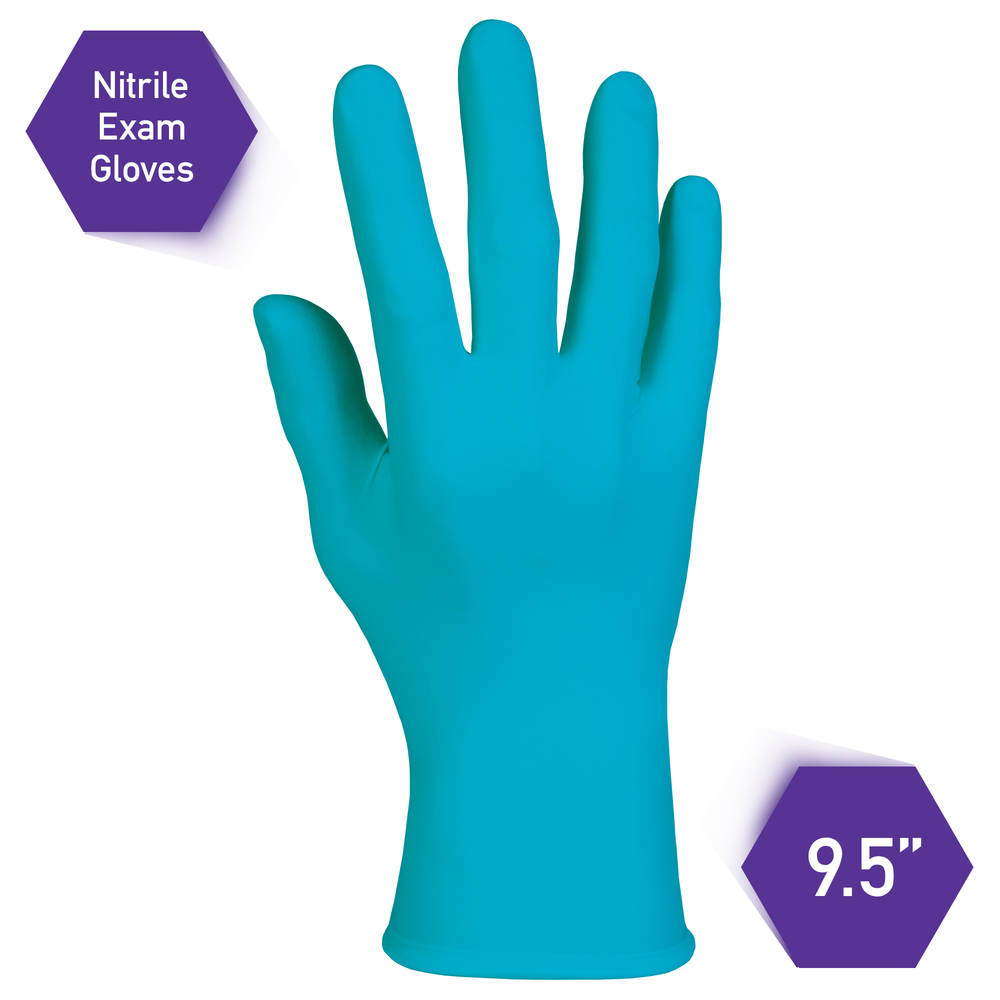 Kimberly-Clark™  Textured Blue Nitrile Gloves (53102), 6 Mil, Ambidextrous, 9.5”, Medium, 100 / Box, 10 Boxes, 1,000 Gloves / Case - 53102