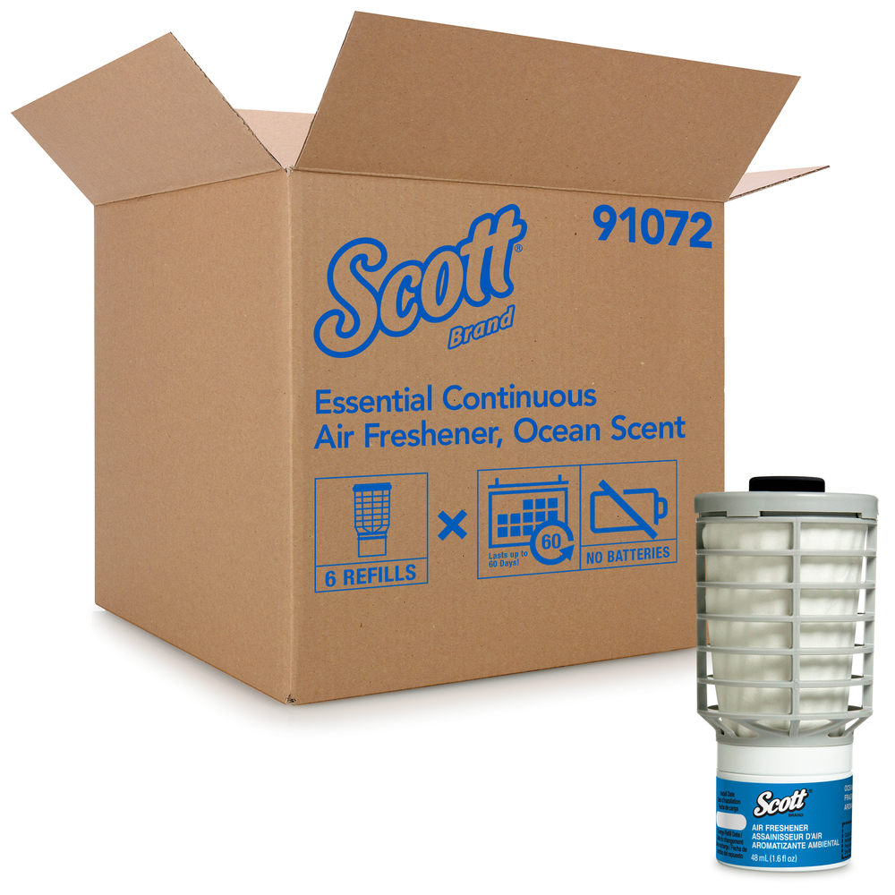 Recharge pour système continu d’assainissement d’air Scott Essential (91072), océan, libération automatique/continue, 6 recharges/caisse - 91072