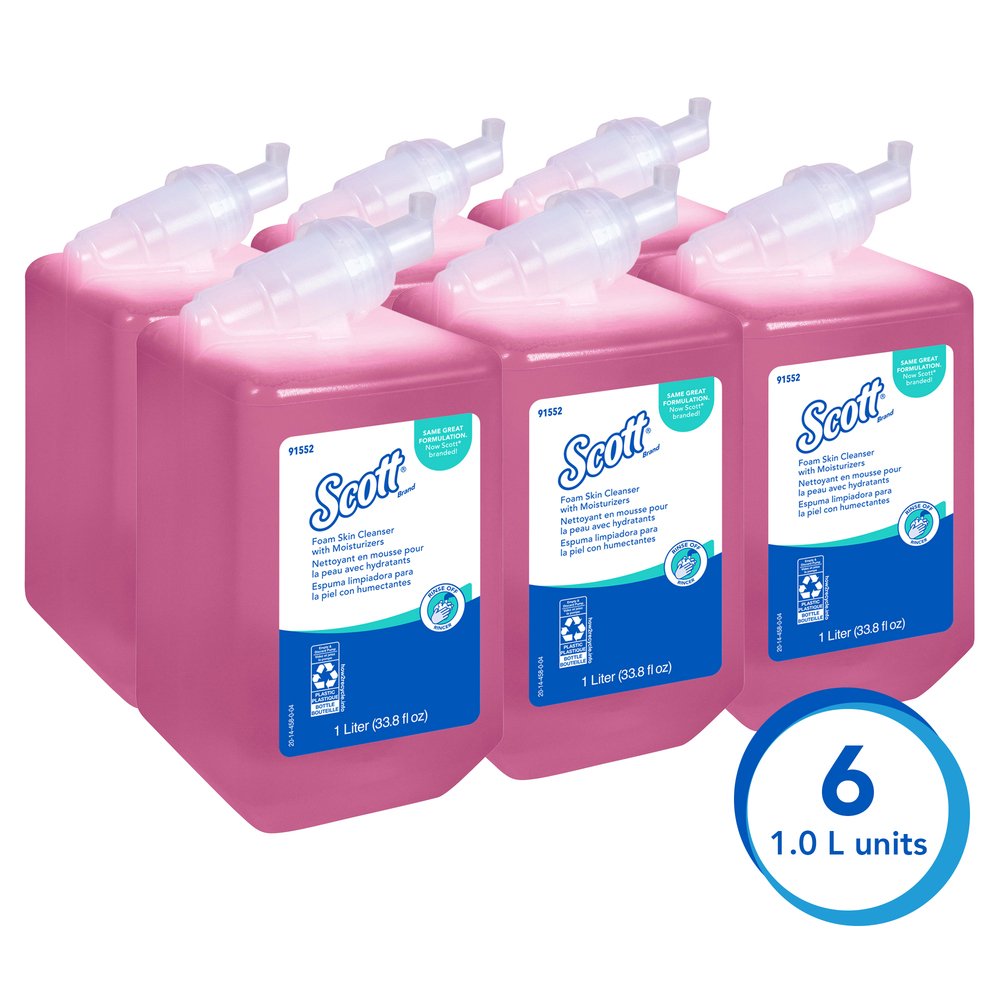 Scott® Pro (formerly Kleenex) Hand Soap with Moisturizers (91552), Pink, Floral Scent, 1.0L, 6 Bottles / Case - Same Kleenex® quality, now Scott® branded - 91552