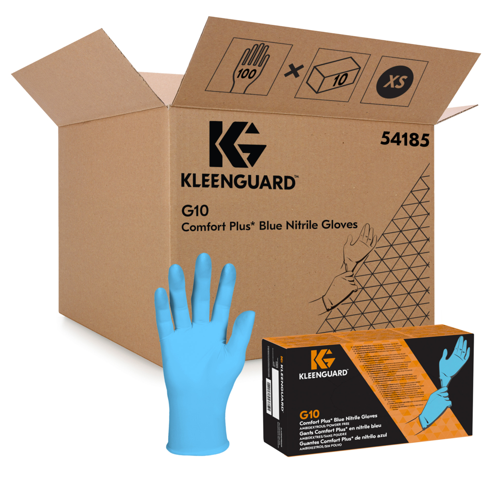 KleenGuard™ G10 Comfort Plus™ (54185) - XS Packaging, 100 Gloves / Box, 10 Boxes / Case, 1000 Gloves / Case - 54185