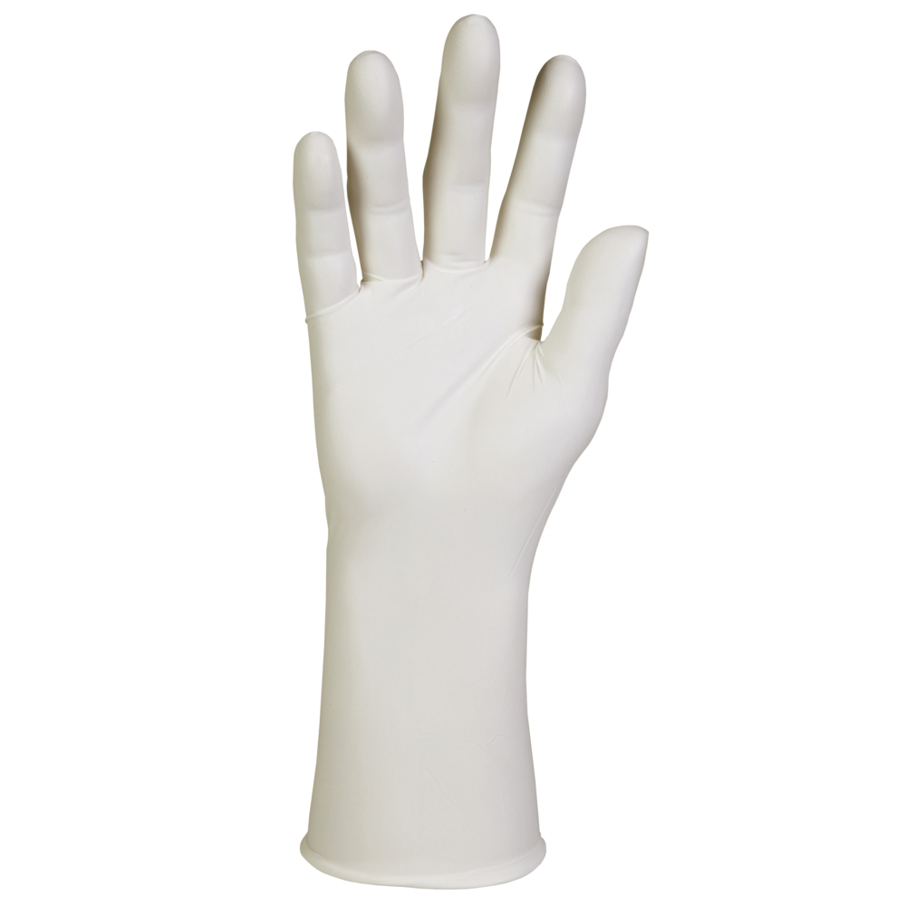 Gants en nitrile blanc Kimtech G3 (56880), pour les salles blanches de classe 4 ISO ou supérieures, très grande adhérence, ambidextres, 12 po, TP, emballage double, 100/sac, 10 sacs, 1 000 gants/caisse - 56880