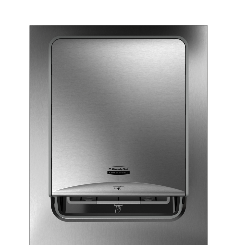 Distributrice automatique encastrée d’essuie-mains en rouleau sans panneau de finition ICON™ de Kimberly-Clark Professional (53706), acier inoxydable; une unité par caisse, module vendu séparément - 53706
