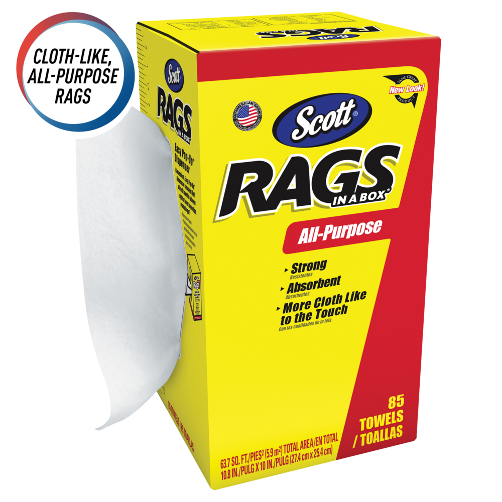 Scott® Rags On A Roll™ (75230), White, 55 Towels/Roll, 30 Rolls/Case, 1,650 Towels/Case - 75230
