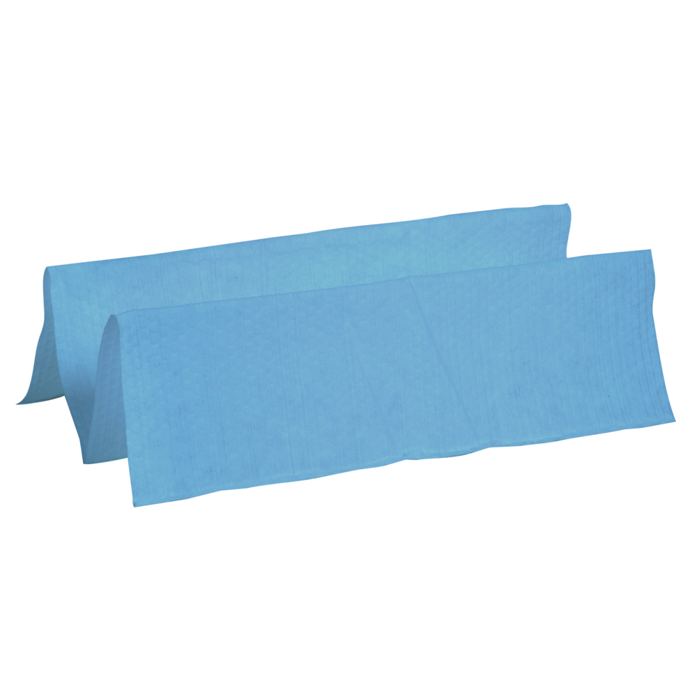 Essuie-tout jetables L10 de Wypall (05123), essuie-tout pour pare-brise, 1 épaisseur, en paquet, bleu, 12 paquets/caisse, 200 essuie-tout/paquet, 2 400 feuilles/caisse - 05123