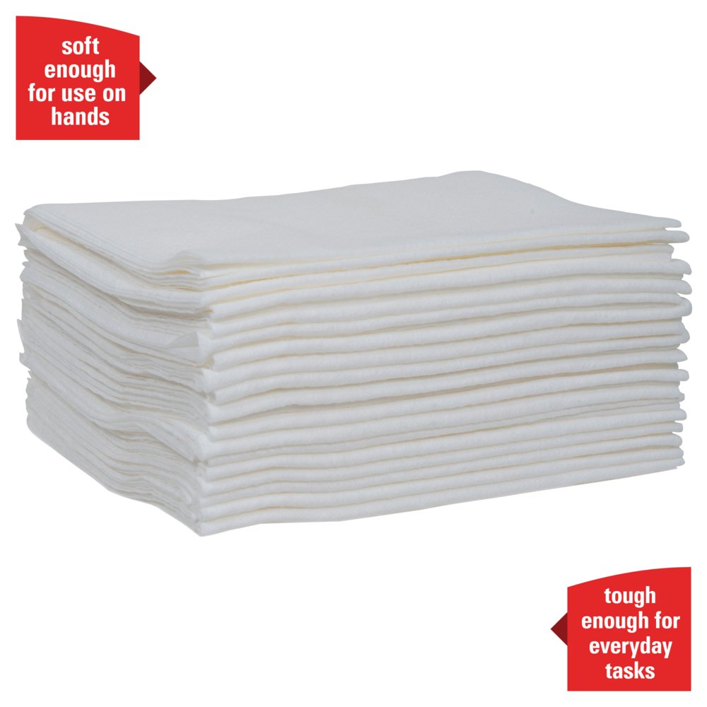 WypAll® General Clean L30 Heavy Cleaning Towels (05812), Strong and Soft Wipes, White, 12 Packs / Case, 90 Towels / Pack - 05812