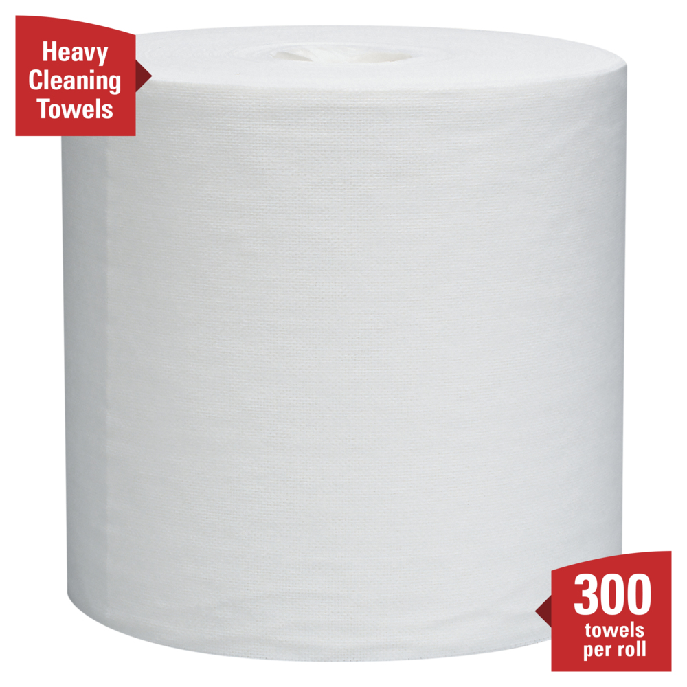 WypAll® General Clean L30 Heavy Cleaning Towels (05820), Strong and Soft Wipes, Center-Pull Rolls, White, 300 Sheets / Roll, 2 Rolls / Case, 600 Wipes / Case - 05820