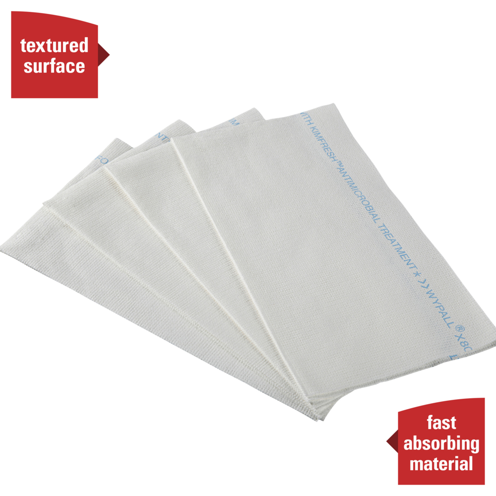 WypAll® Critical Clean Foodservice Cloths (06053), Quarterfold, White, 1 Box, 200 Sheets - 06053