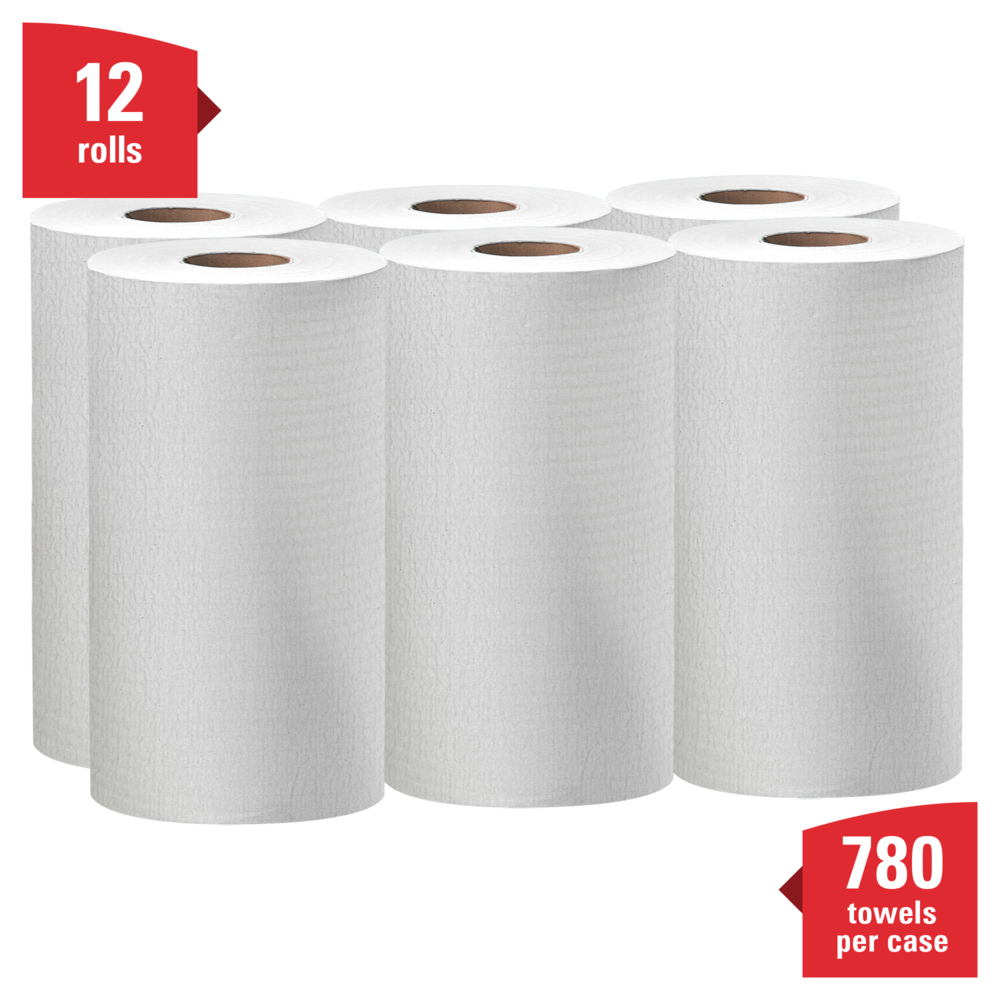 WypAll® General Clean X60 Multi-Task Cleaning Cloths (35421), Small Roll, White, 130 Sheets / Roll, 6 Rolls / Case, 780 Wipes / Case - 35421