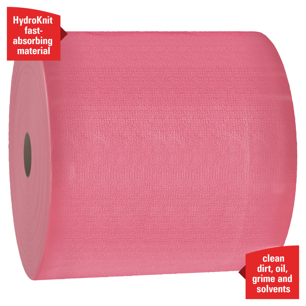 WypAll® Power Clean X80 Heavy Duty Cloths (41055), Extended Use Cloths Jumbo Roll, Red, 475 Sheets / Roll; 1 Roll / Case - 41055