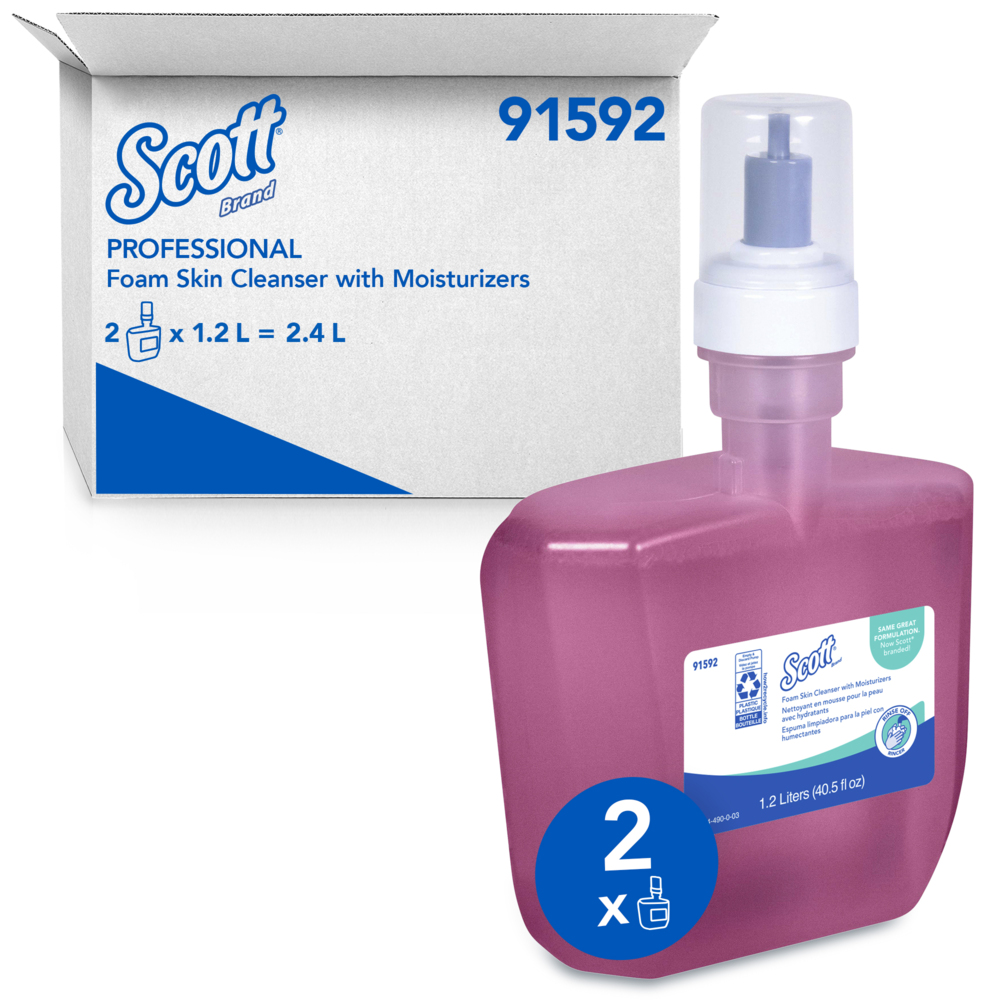 Savon liquide pour les mains Scott Pro avec hydratants (91592), rose, parfum floral, 1,2 l, 2 bouteilles/caisse