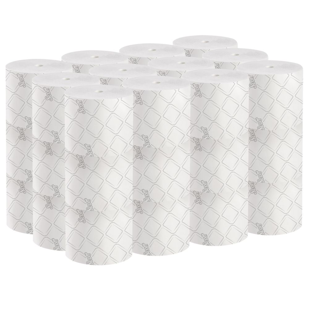 Papier hygiénique standard haute capacité avec mandrin en papier Scott® Pro (47305), 2 épaisseurs, blancs 36 rouleaux/caisse, 1 100 feuilles/rouleau, 39 600 feuilles/caisse - 47305