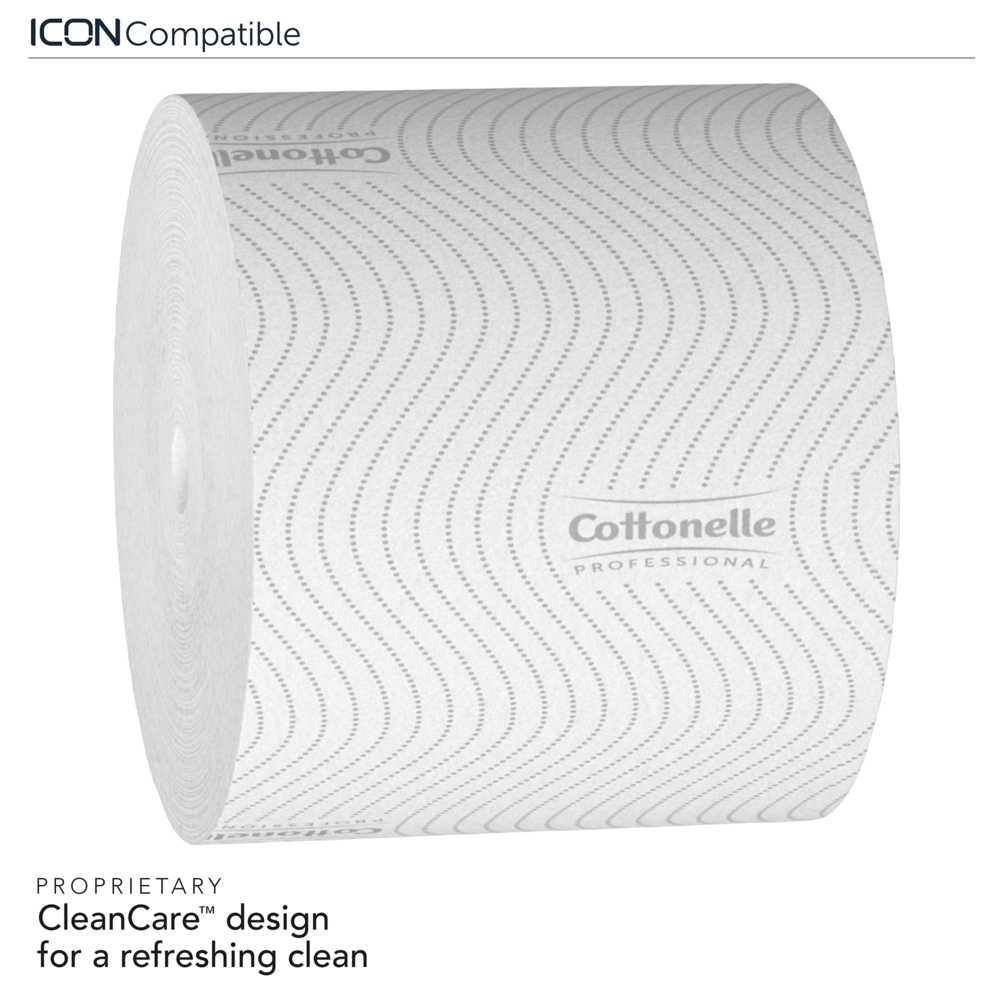 Cottonelle® Paper Core High-Capacity Standard Toilet Paper (53862), with CleanCare® Design, 2-Ply, White, 36 Rolls/Case, 900 Sheets/Roll, 32,400 Sheets/Case - 53862