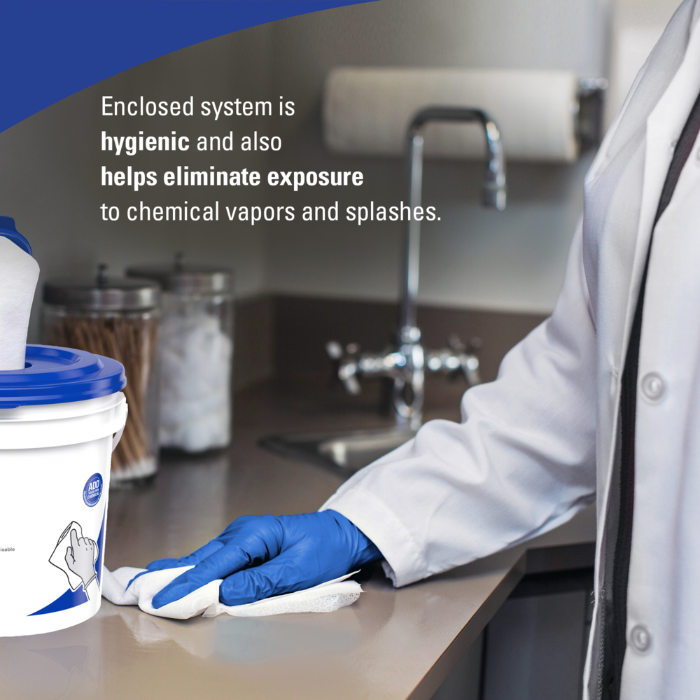 WypAll® Power Clean Wipers for Disinfectants, Sanitizers and Solvents, WetTask™ Customizable Wet Wiping System (06211), 6 Rolls/Case, 140 Sheets/Roll, 840 Sheets/Case, Bucket Included  - 06211