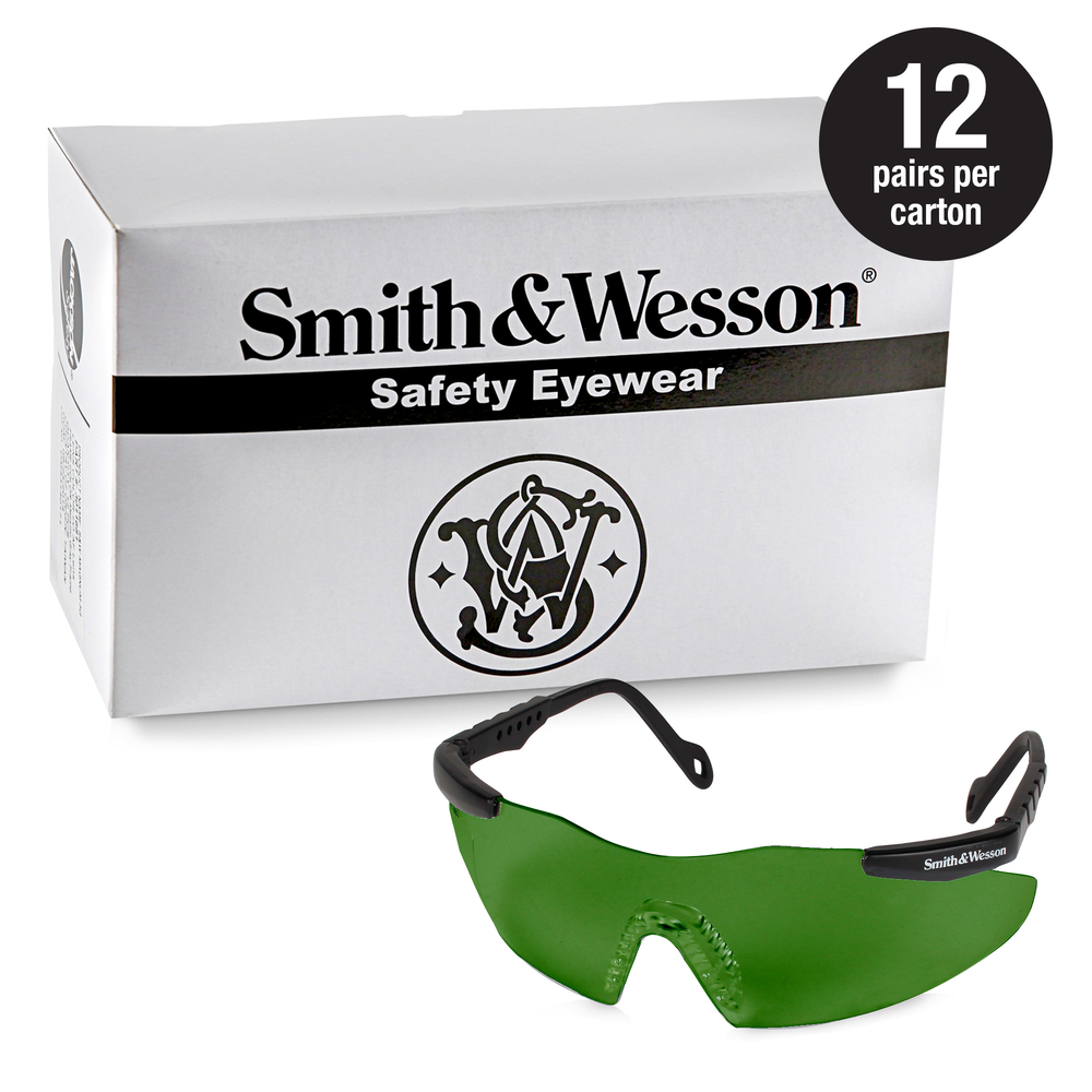 Smith & Wesson® Safety Glasses (19793), Magnum 3G Safety Eyewear, IRUV Shade 5.0 Lenses with Black Frame, 12 Units / Case - 19793