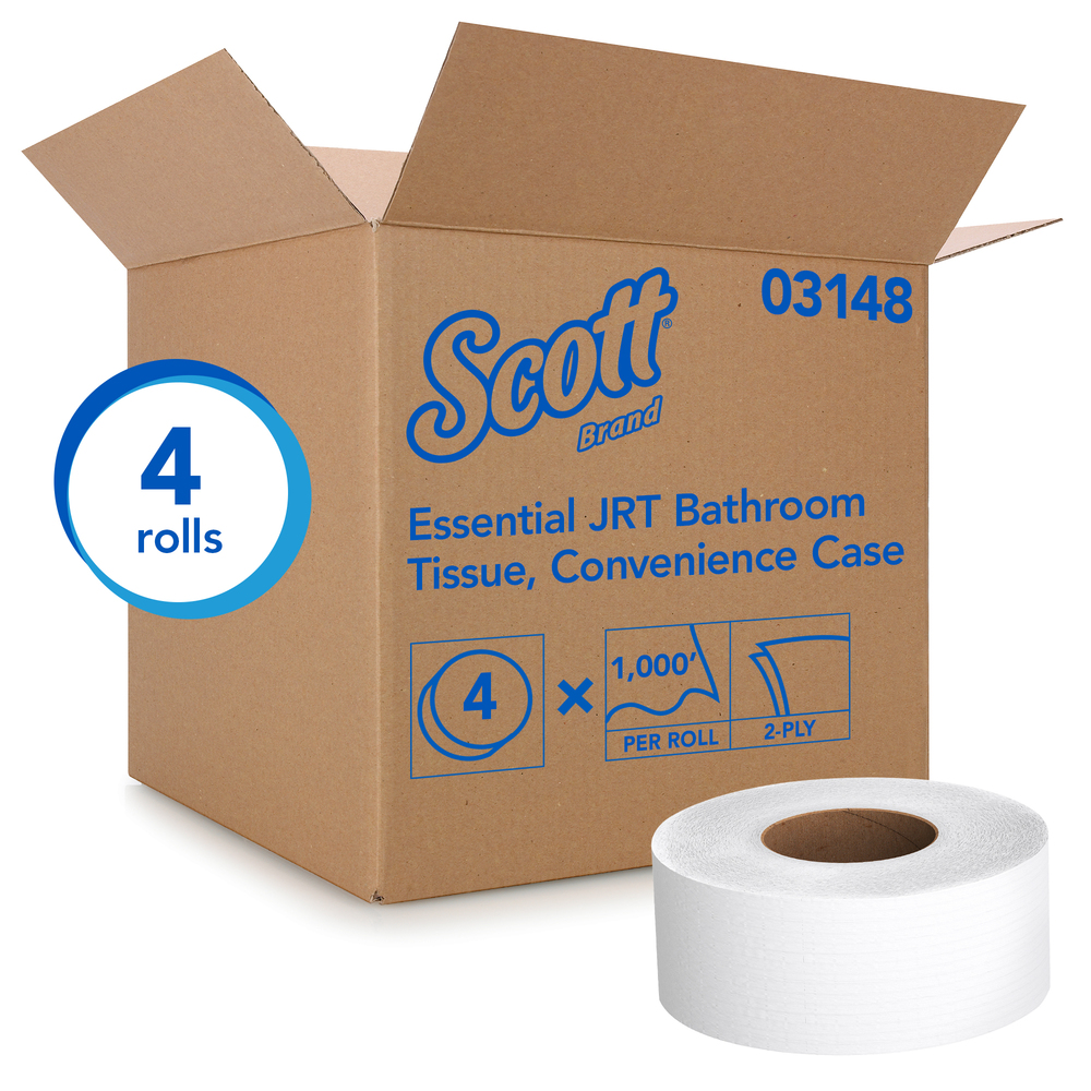Scott® Jumbo Roll Toilet Paper (03148), Small Business Collection, 2-Ply, White, 1,000'/Roll; 4 Rolls/Case; 4,000'/Case - 03148