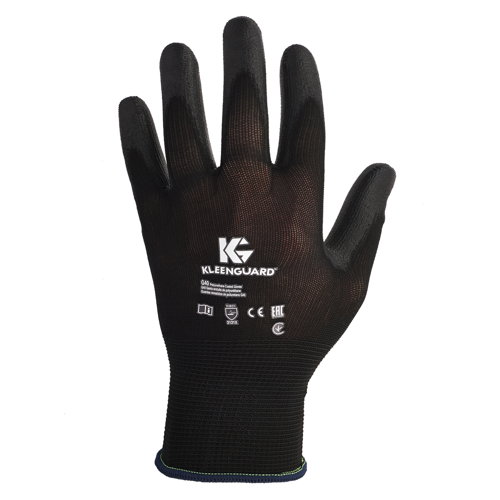KleenGuard™ G40 Polyurethane Coated Gloves (13839), Size 9.0 (Large), High Dexterity, Black, 12 Pairs / Bag, 5 Bags / Case
