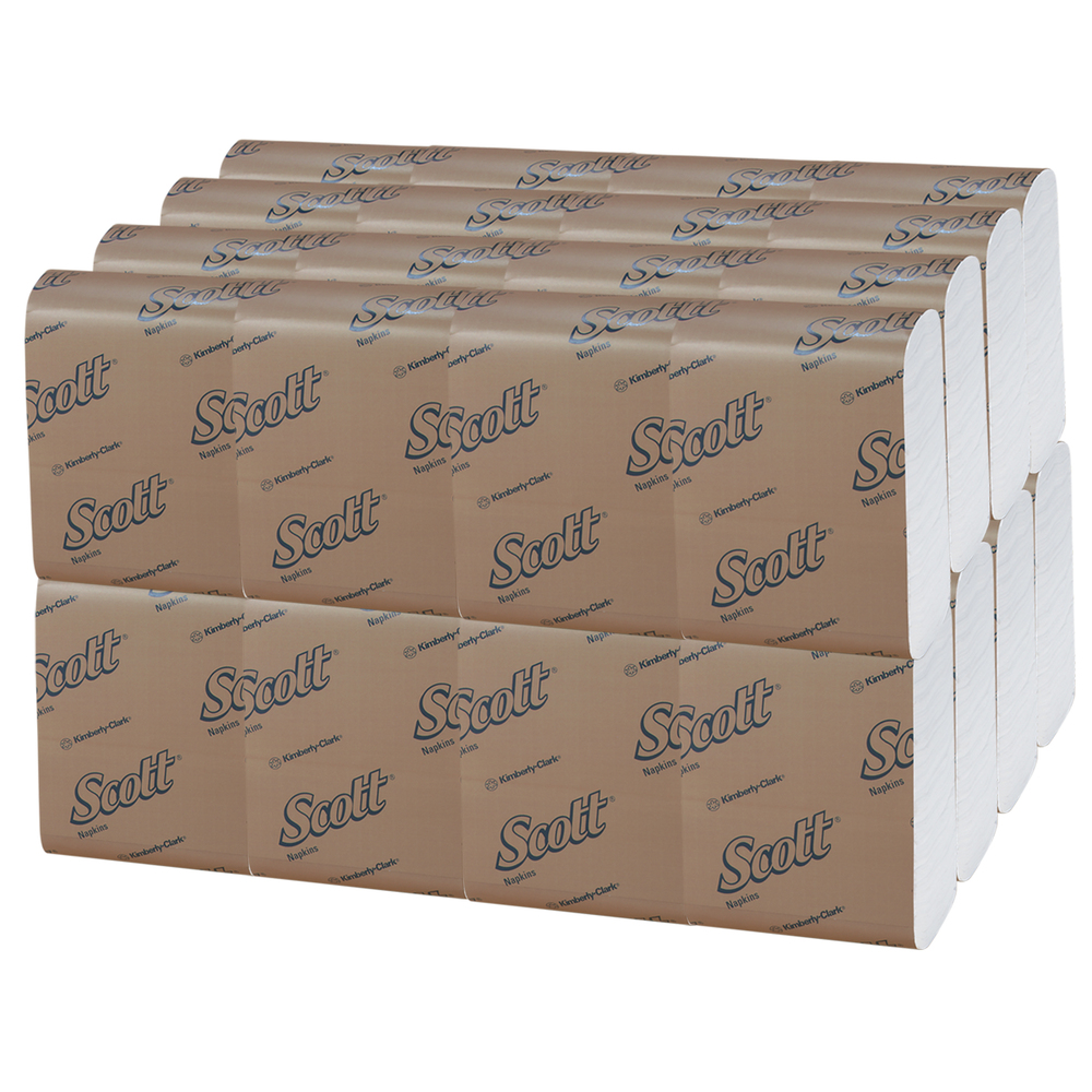 Scott® Low Fold Paper Napkins (98720), Disposable, Snack-Sized, 1-Ply, 32 Packs of 250 Beverage Napkins (8,000 / Case) - 98720